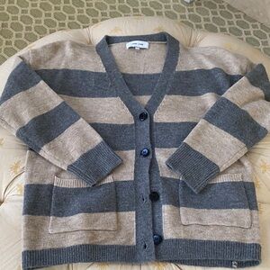 John + Jenn Gray and Tan Striped Cardigan